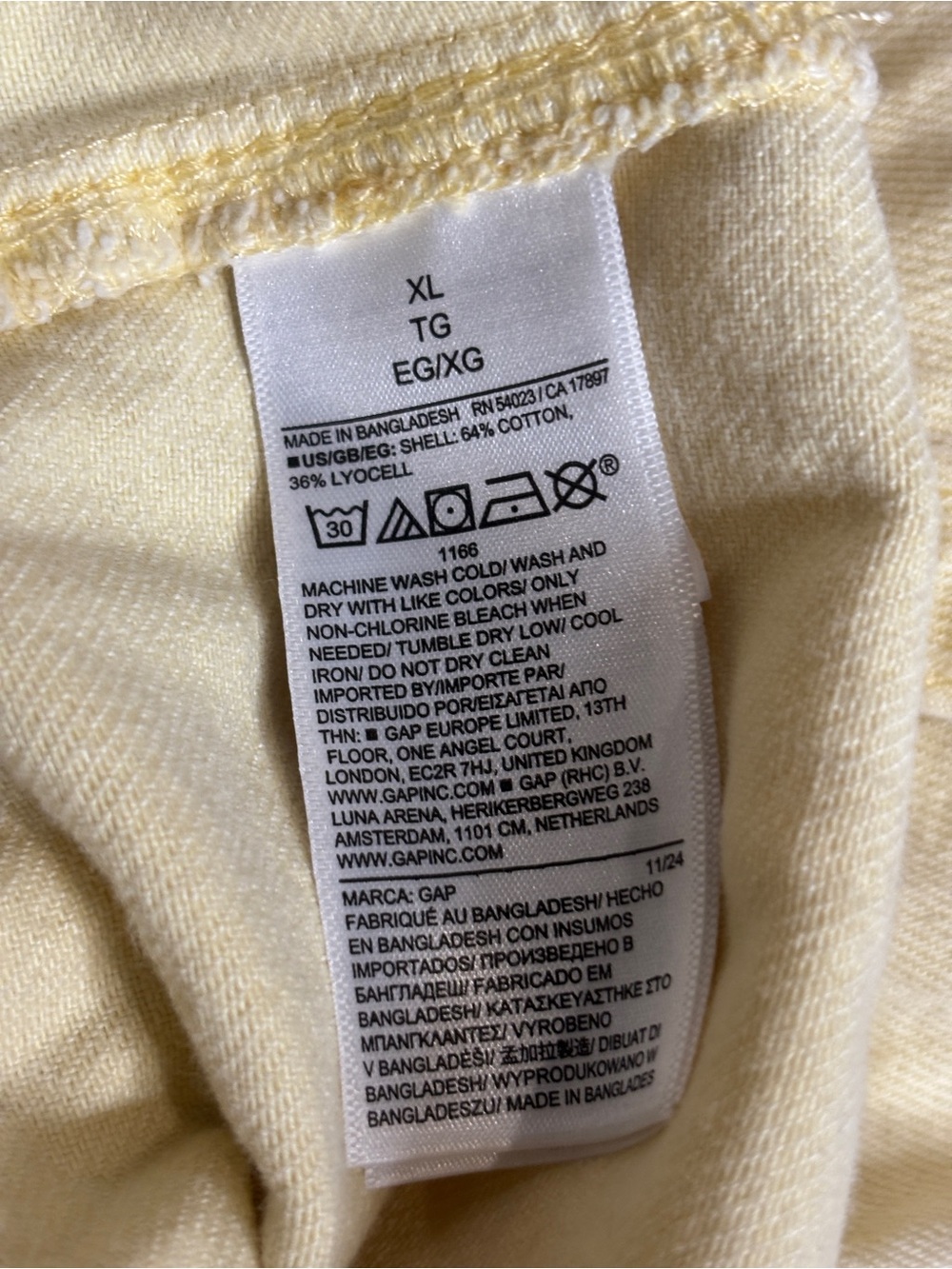 GAP Denim UltraSoft Denim Shorts Vanilla Pudding Yellow XL Cotton Lyocell Casual - Picture 5 of 6